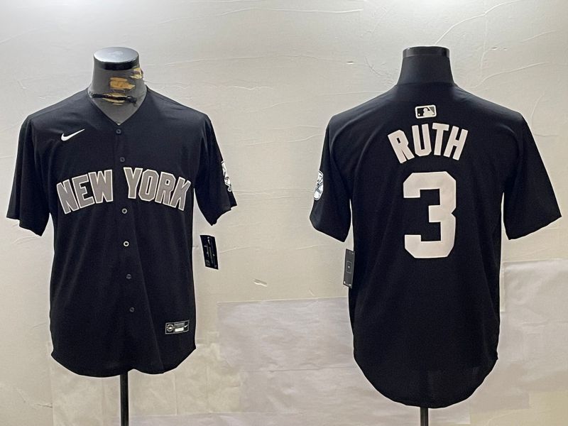 Men New York Yankees #3 Ruth Black Game 2024 Nike MLB Jersey style 1202->new york yankees->MLB Jersey
